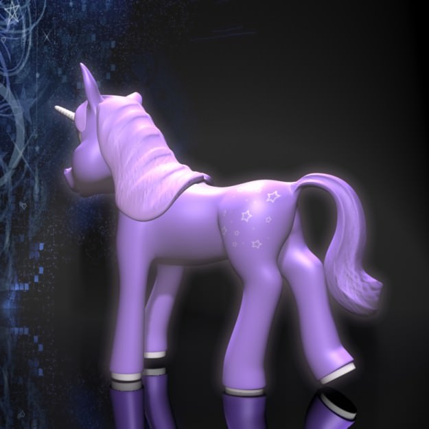 Cartoon Unicorn RIGGED Low-poly 3D model_1
