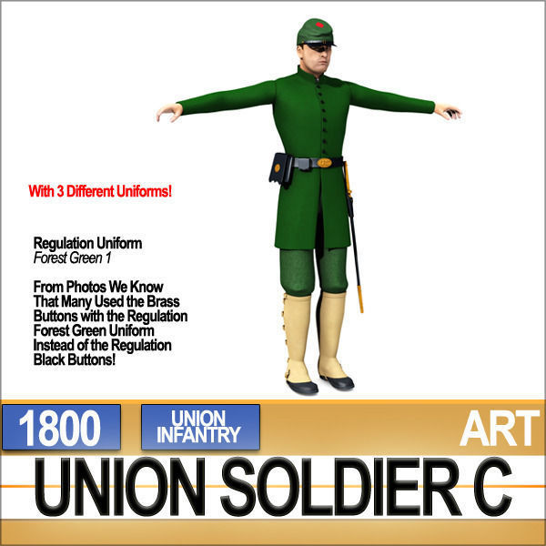 Civil War Union Soldier C Infantry Sharpshooter 3D model_6