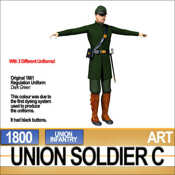 Civil War Union Soldier C Infantry Sharpshooter 3D model_5