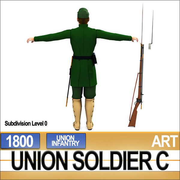 Civil War Union Soldier C Infantry Sharpshooter 3D model_9