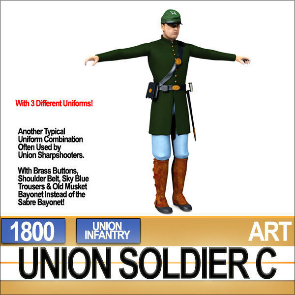 Civil War Union Soldier C Infantry Sharpshooter 3D model_8