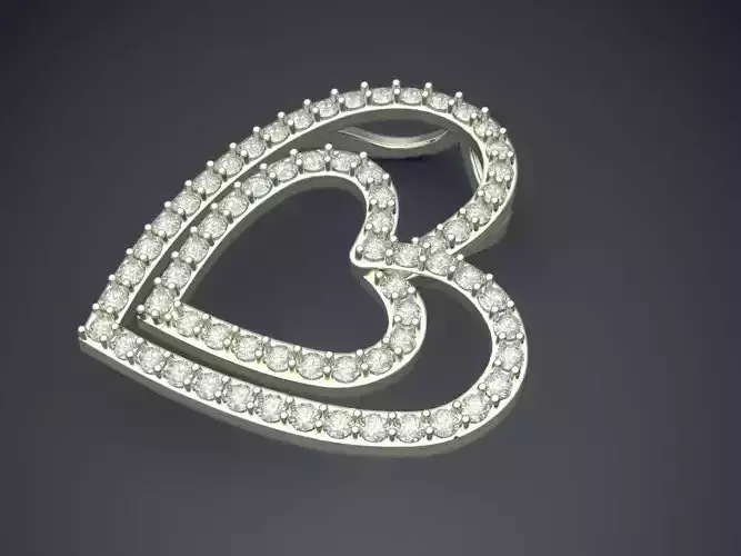 Heart Shape Diamond Pendant CAD-6746