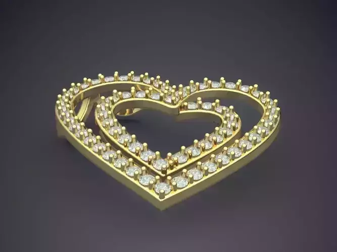 Heart Shape Diamond Pendant CAD-6746 3D print model