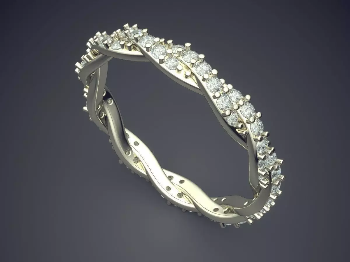 Textured Ring With Diamonds CAD-6740 3D print model_1