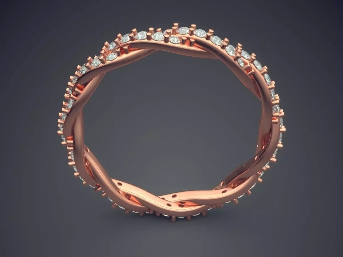 Textured Ring With Diamonds CAD-6740 3D print model_2
