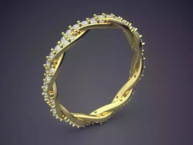 Textured Ring With Diamonds CAD-6740