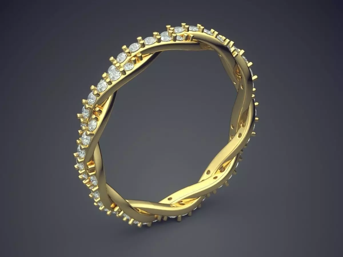 Textured Ring With Diamonds CAD-6740 3D print model_0