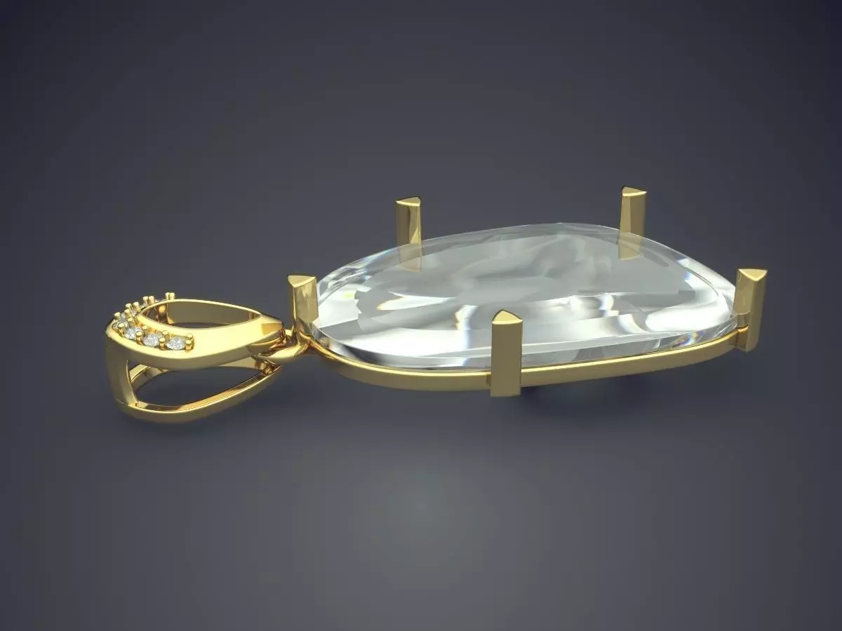 Pendant With Diamonds CAD-6717 3D print model_3
