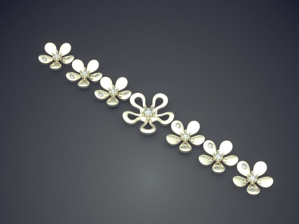 Flower Motif Bracelet CAD-6710 3D print model_1