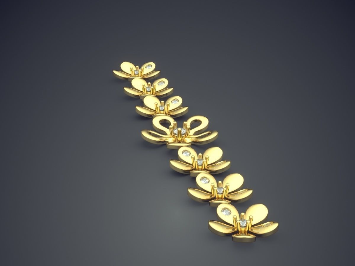 Flower Motif Bracelet CAD-6710 3D print model_3