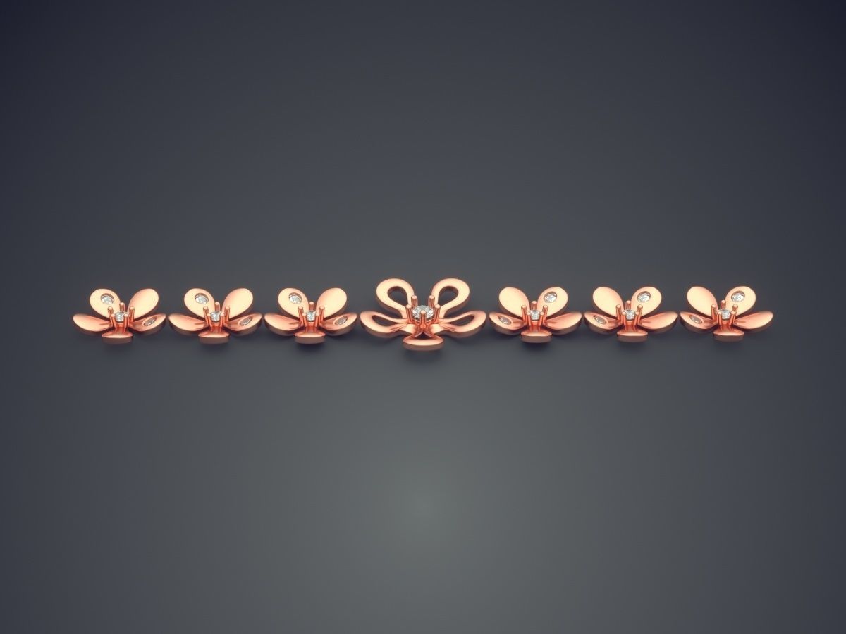 Flower Motif Bracelet CAD-6710 3D print model_2