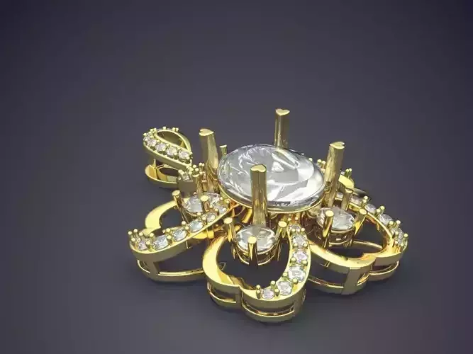 Flower Shape Diamond Pendant CAD-6701