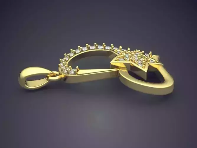 Heart Star Shape Pendant With Diamonds CAD-6696
