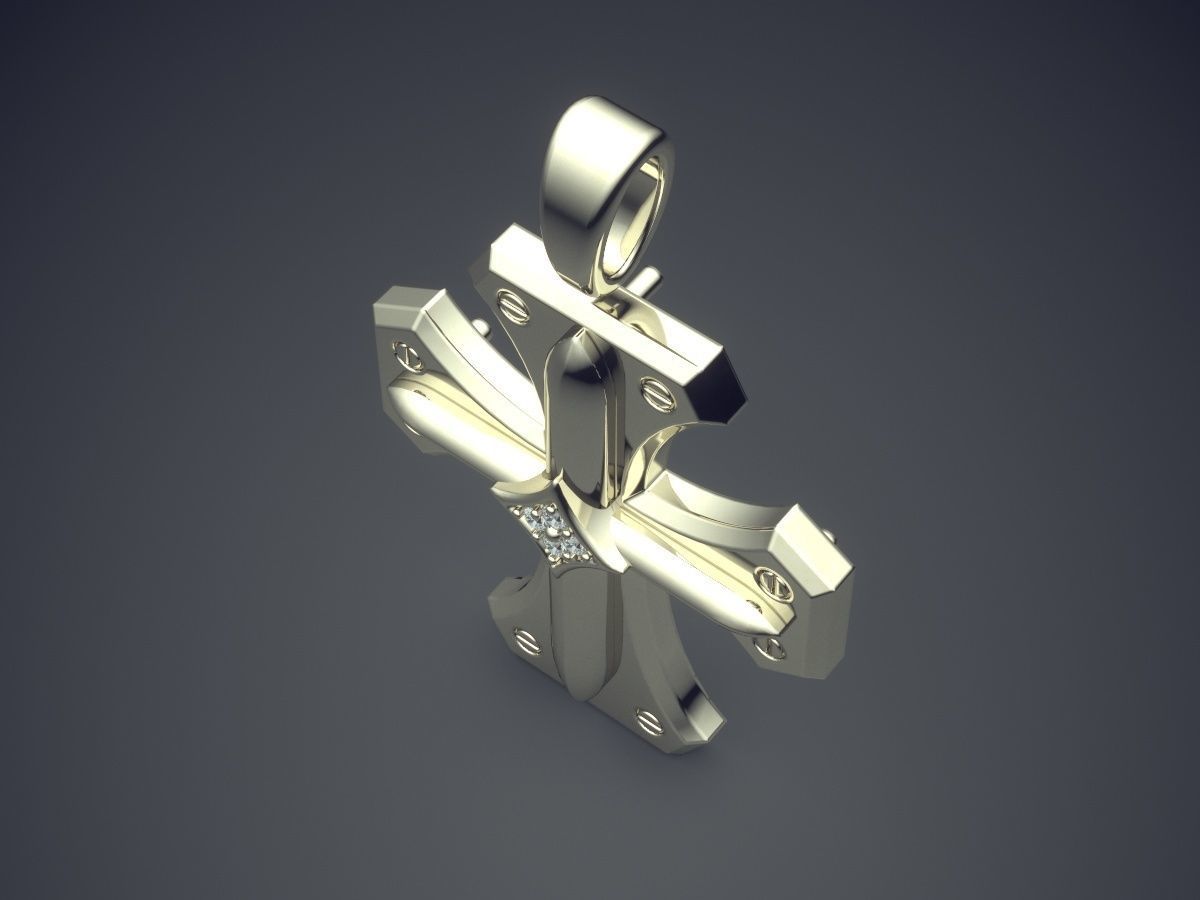 Cross Pendant CAD-6681 3D print model_1