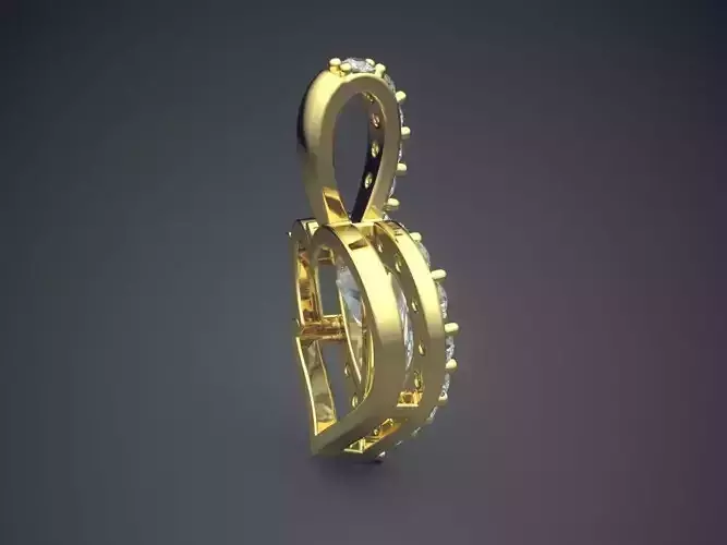 Heart Shape Diamond Pendant CAD-6659