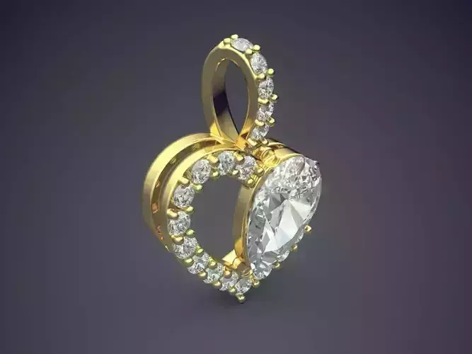 Heart Shape Diamond Pendant CAD-6659 3D print model