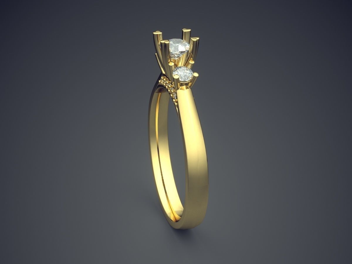 Engagement Ring With Diamond CAD-6656 3D print model_3