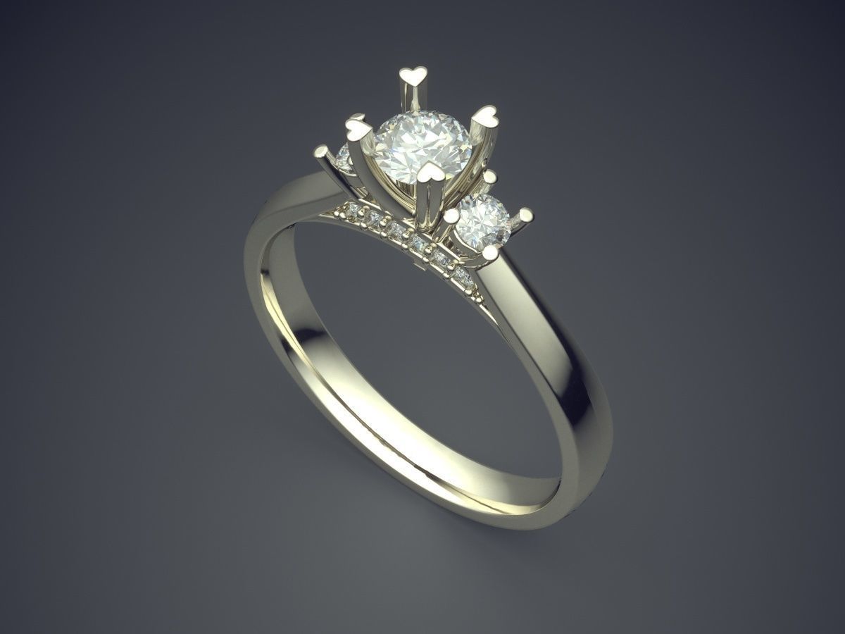 Engagement Ring With Diamond CAD-6656 3D print model_1