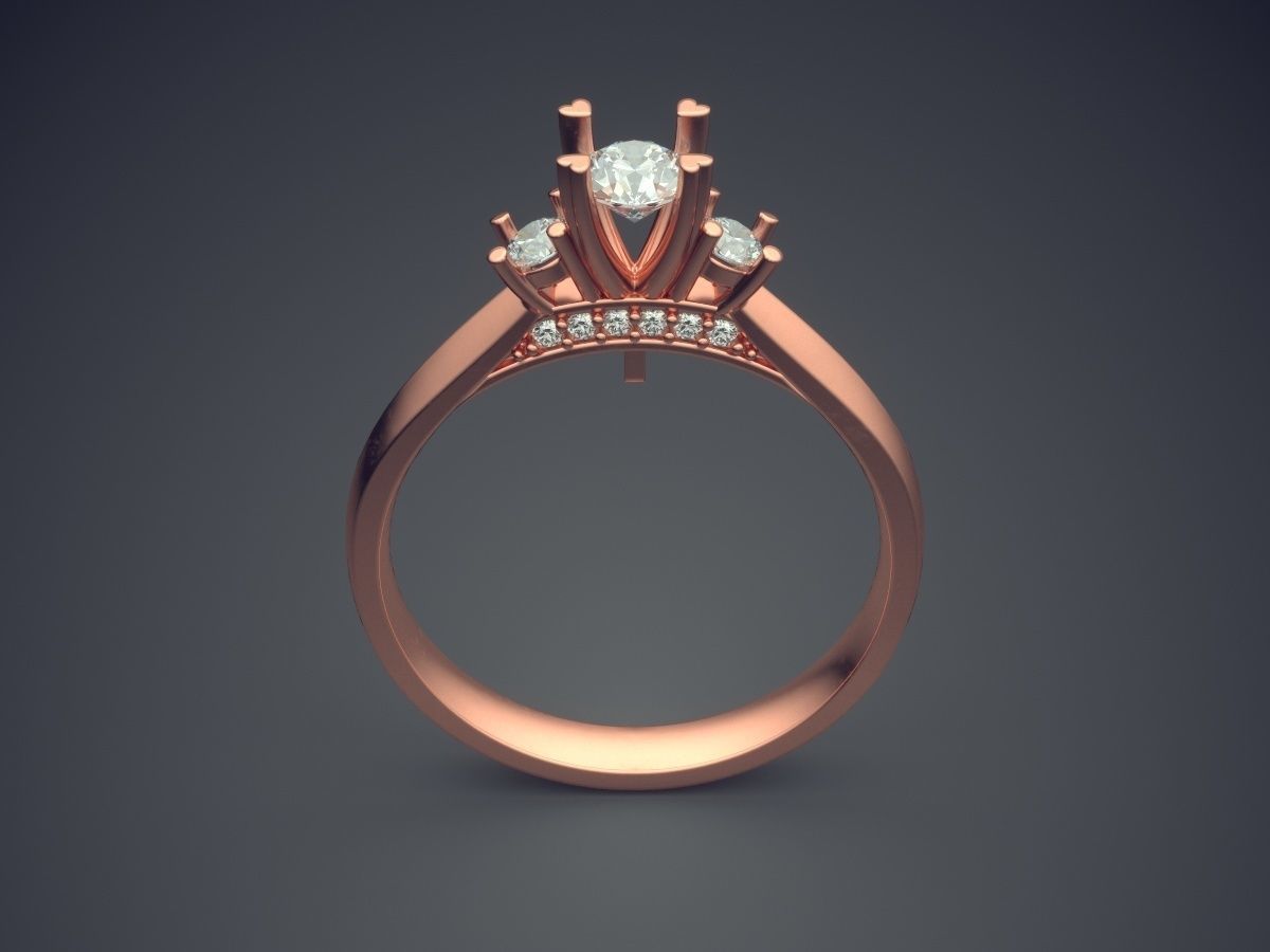 Engagement Ring With Diamond CAD-6656 3D print model_2