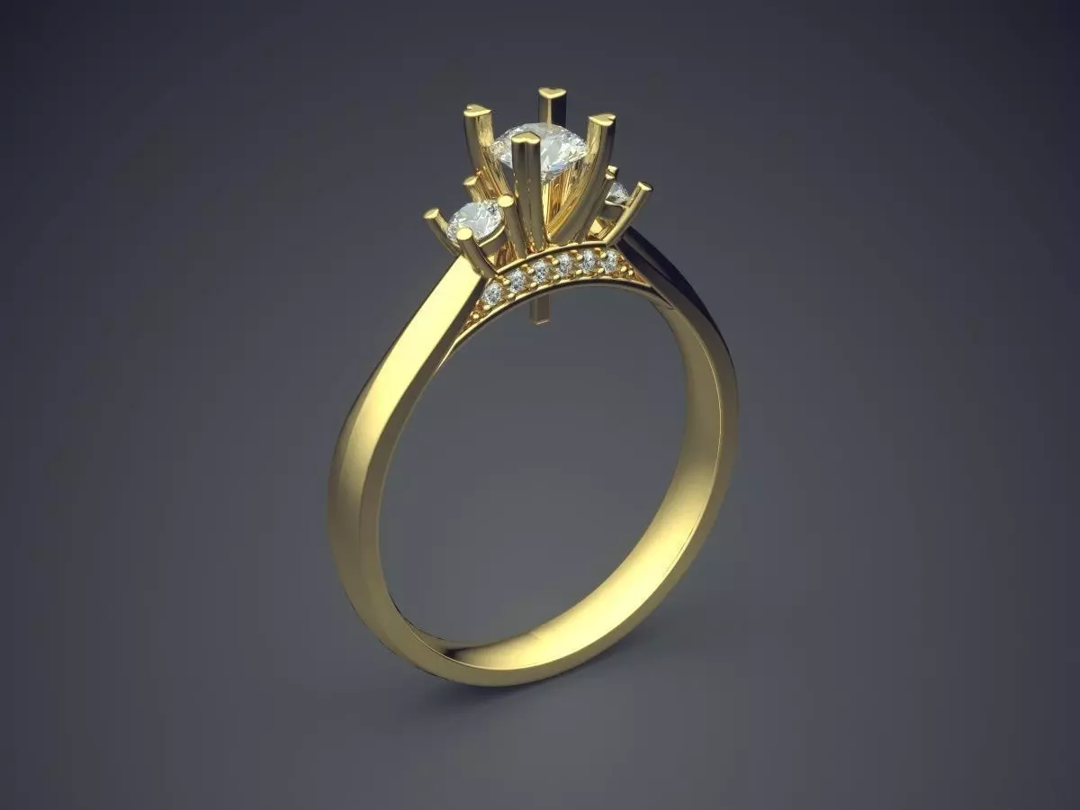 Engagement Ring With Diamond CAD-6656 3D print model_0