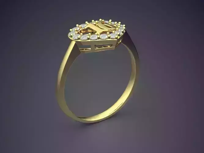 Heart Shape Ring With Diamonds 16 CAD-6647