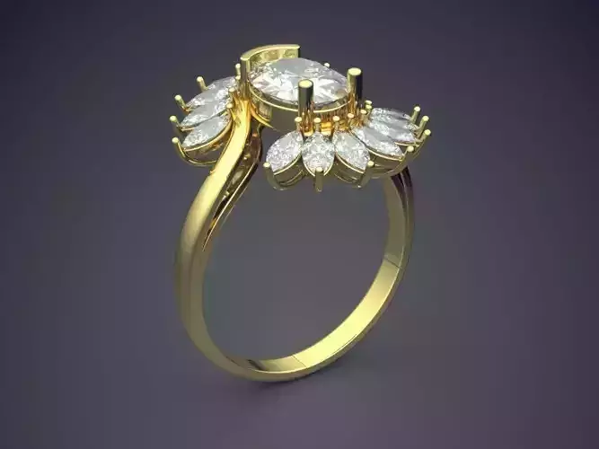 Engagement Ring With Diamonds CAD-6642
