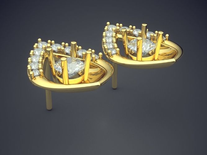 Drop Shape Earrings With Diamonds CAD-6633 3D print model