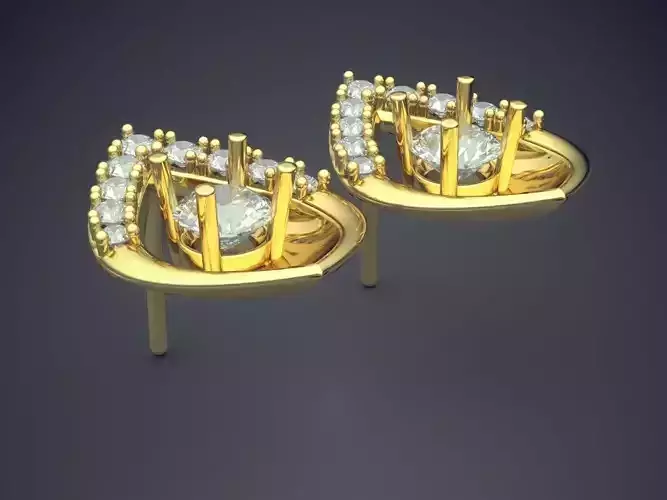 Drop Shape Earrings With Diamonds CAD-6633