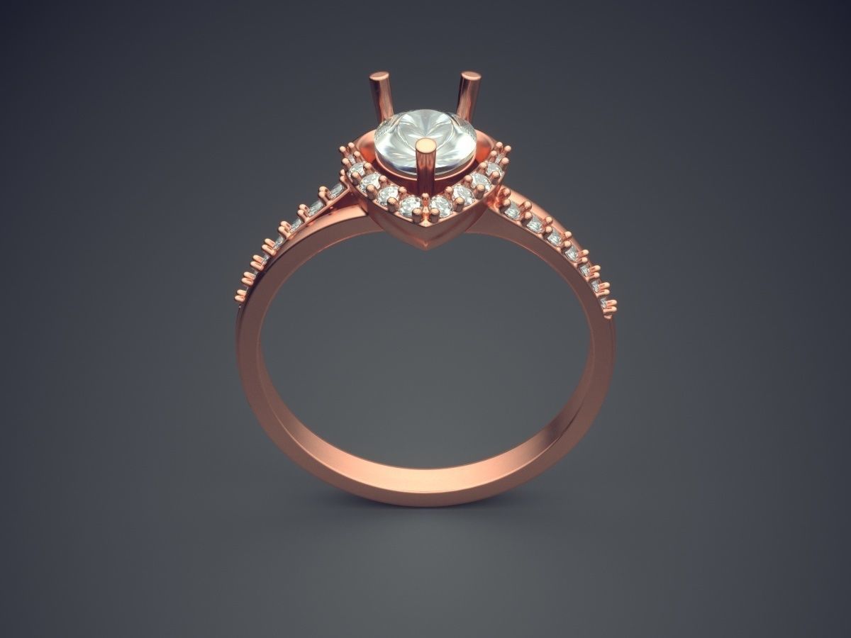 Engagement Ring With Diamonds CAD-6616 3D print model_2
