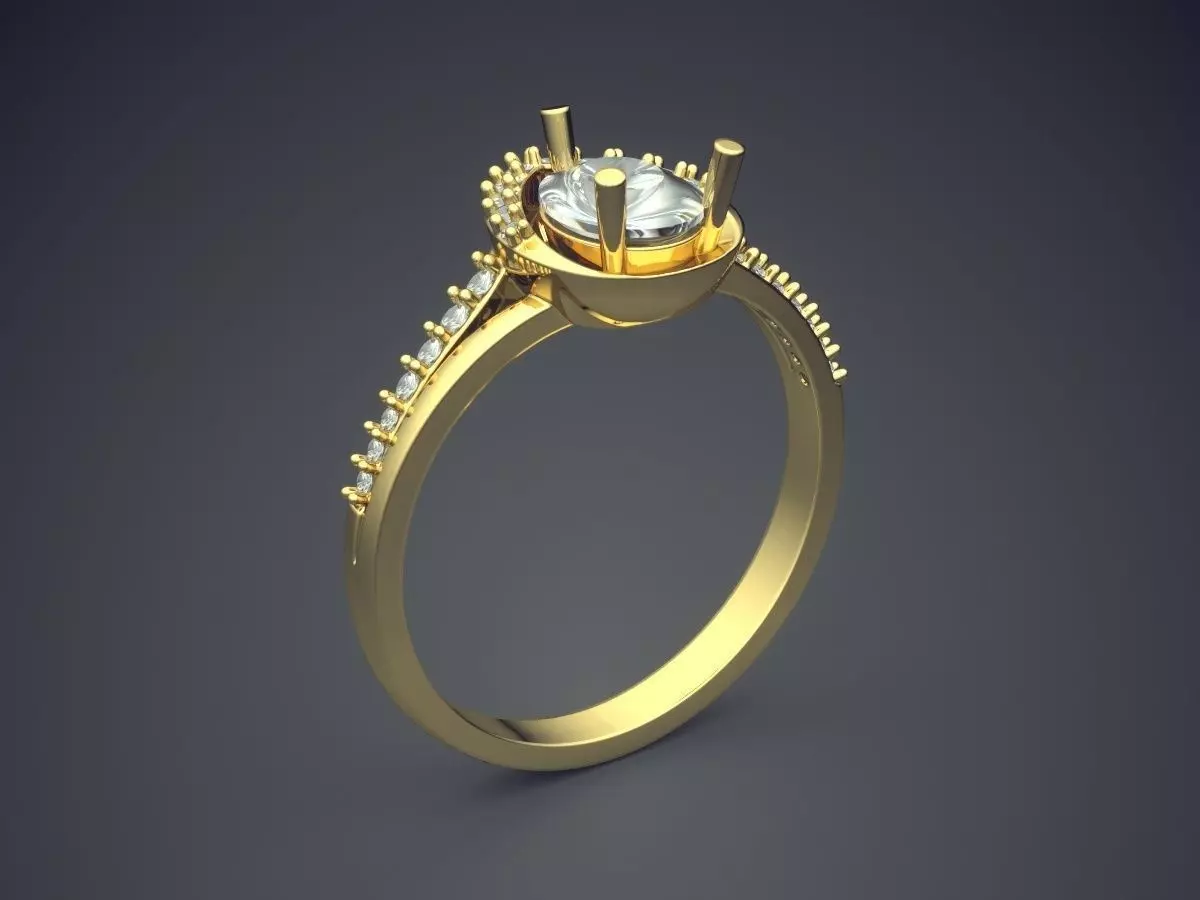 Engagement Ring With Diamonds CAD-6616 3D print model_0