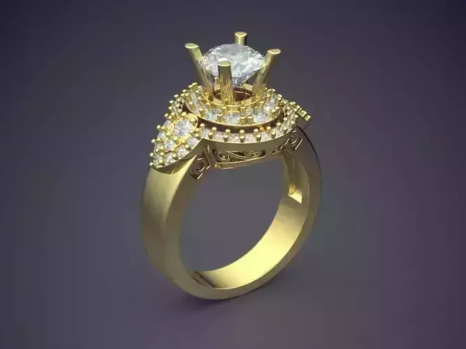 Engagement Ring With Diamonds CAD-6614