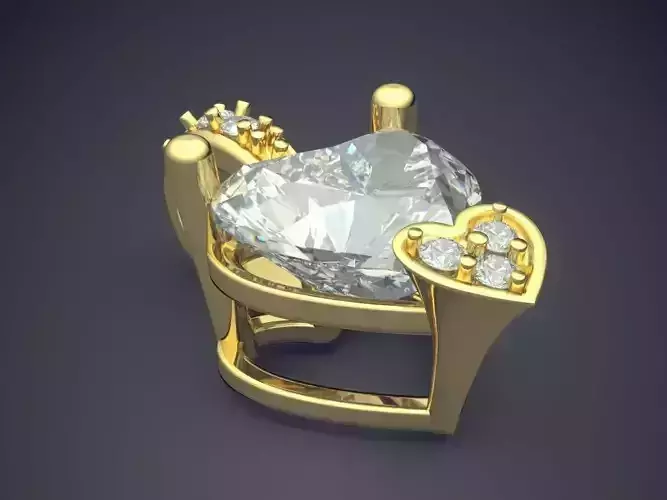 Heart Shape Diamond Pendant CAD-6598 3D print model