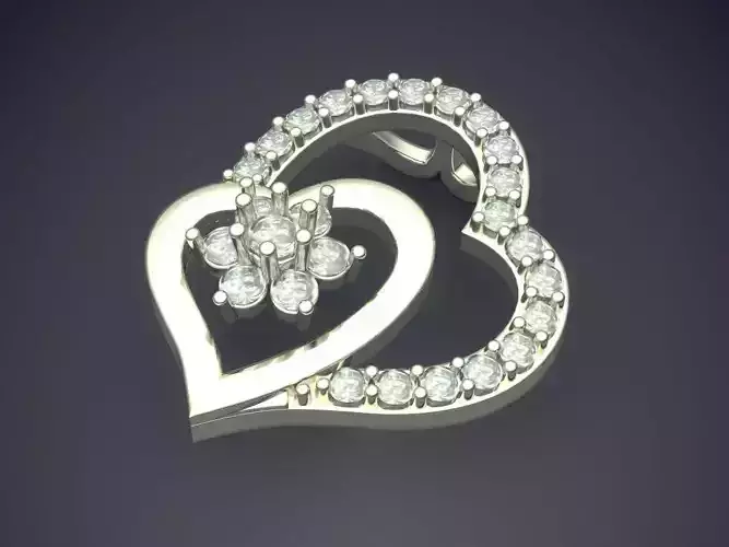 Heart Shape Pendant With Diamonds CAD-6570