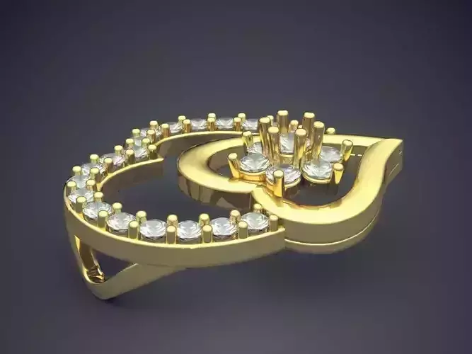 Heart Shape Pendant With Diamonds CAD-6570