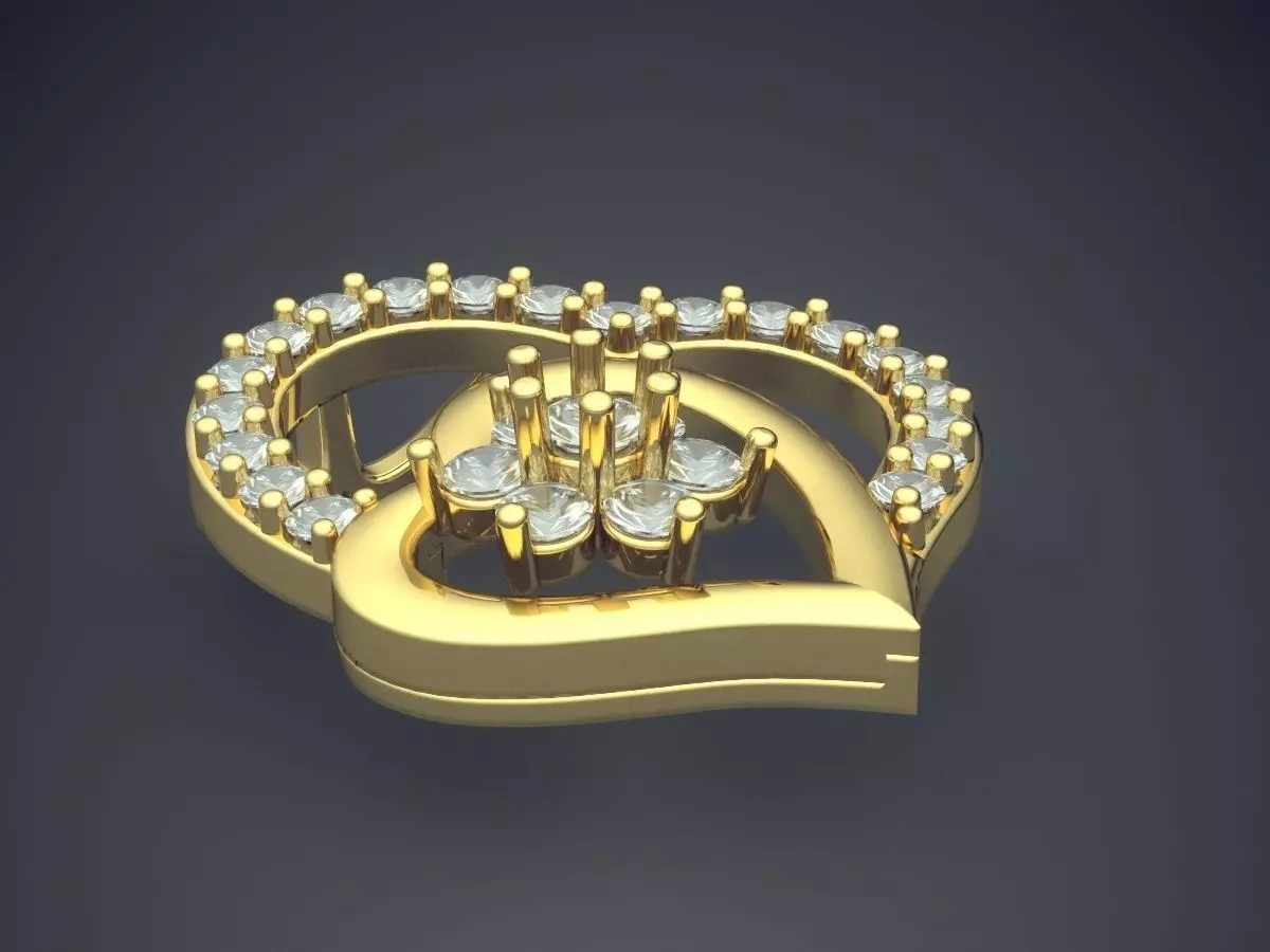 Heart Shape Pendant With Diamonds CAD-6570 3D print model_0