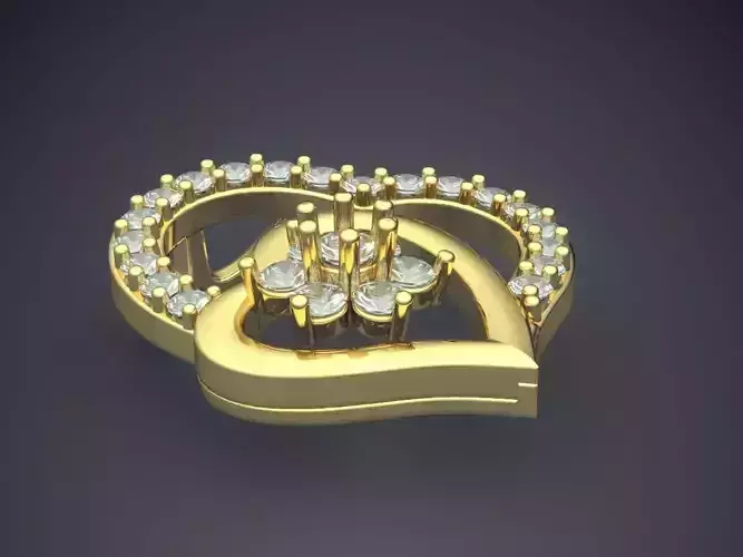Heart Shape Pendant With Diamonds CAD-6570 3D print model
