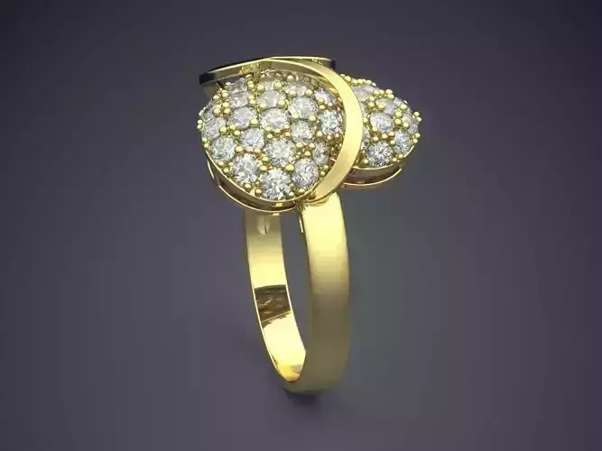 Heart-shaped Ring With Diamonds CAD-6562