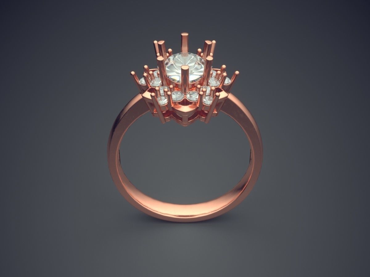 Engagement Ring With Diamonds CAD-6556 3D print model_2