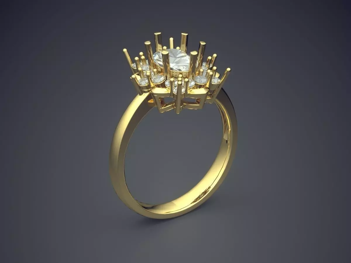 Engagement Ring With Diamonds CAD-6556 3D print model_0