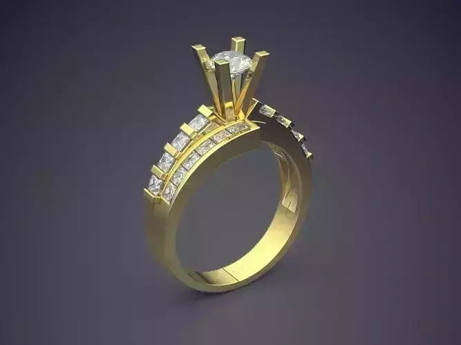 Ring With Diamonds CAD-6540 3D print model