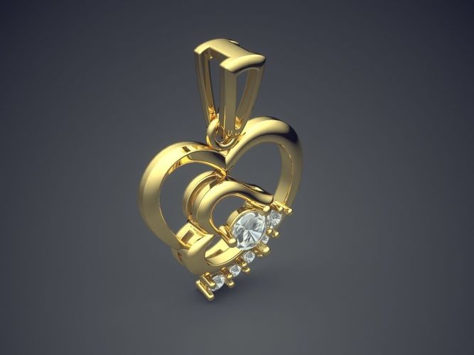Heart Shape Pendant With Diamonds CAD-6528 3D print model