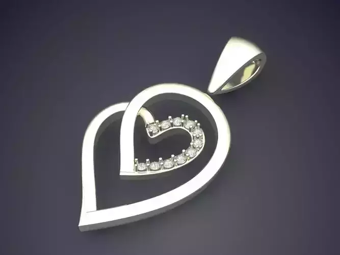Heart Shape Pendant With Diamonds CAD-6524