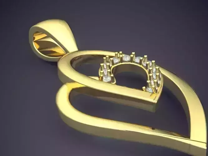 Heart Shape Pendant With Diamonds CAD-6524