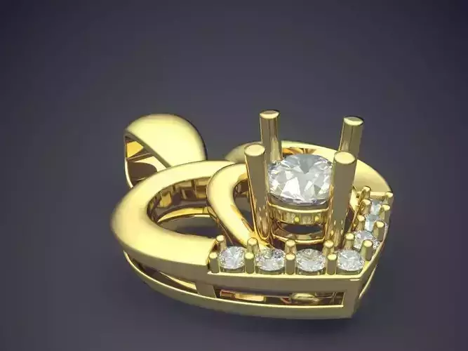 Heart Shape Pendant With Diamonds CAD-6522