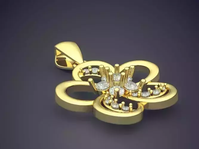 Flower Shape Pendant With Diamonds CAD-6517 3D print model