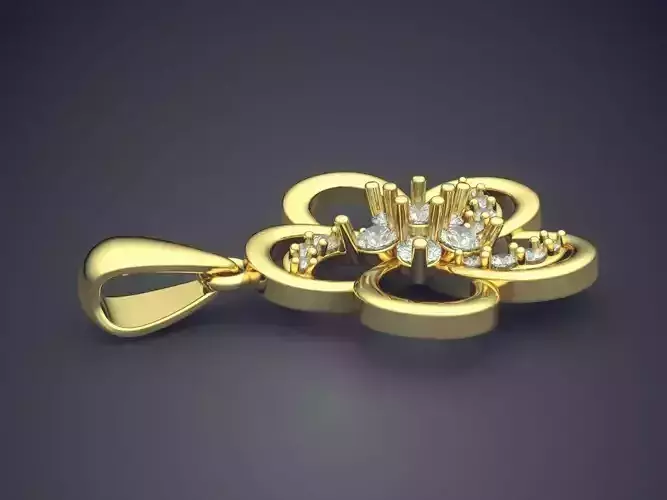 Flower Shape Pendant With Diamonds CAD-6517