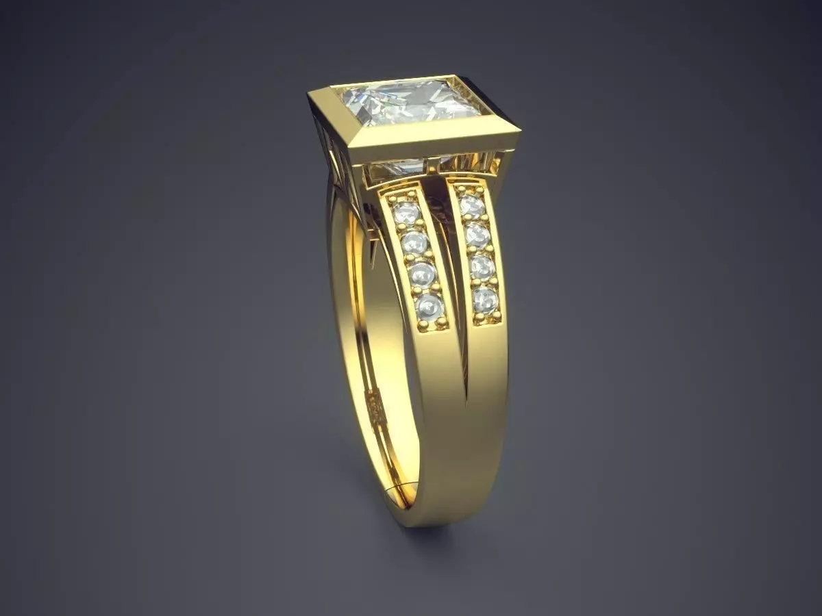 Ring With Diamonds CAD-6514 3D print model_3