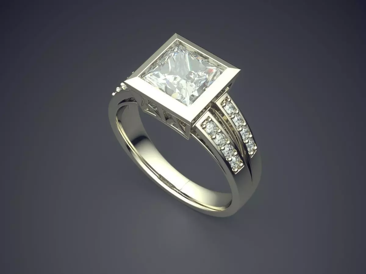 Ring With Diamonds CAD-6514 3D print model_1