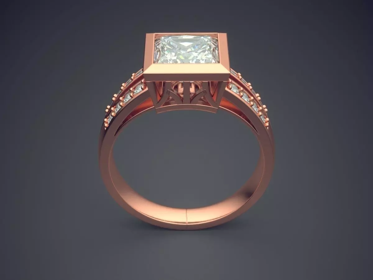 Ring With Diamonds CAD-6514 3D print model_2