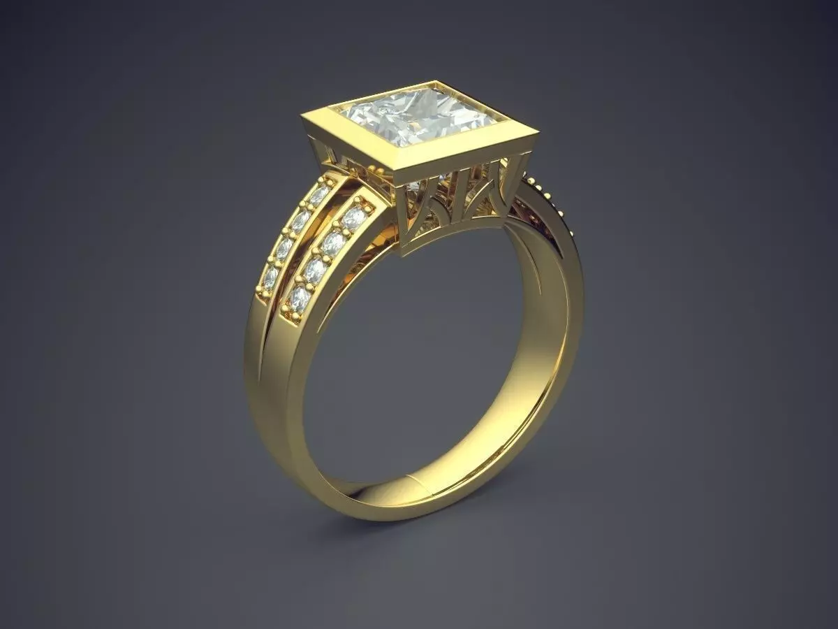 Ring With Diamonds CAD-6514 3D print model_0